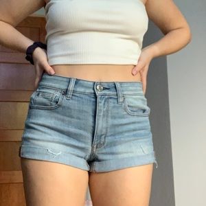 American Eagle hi-rise shortie denim shorts